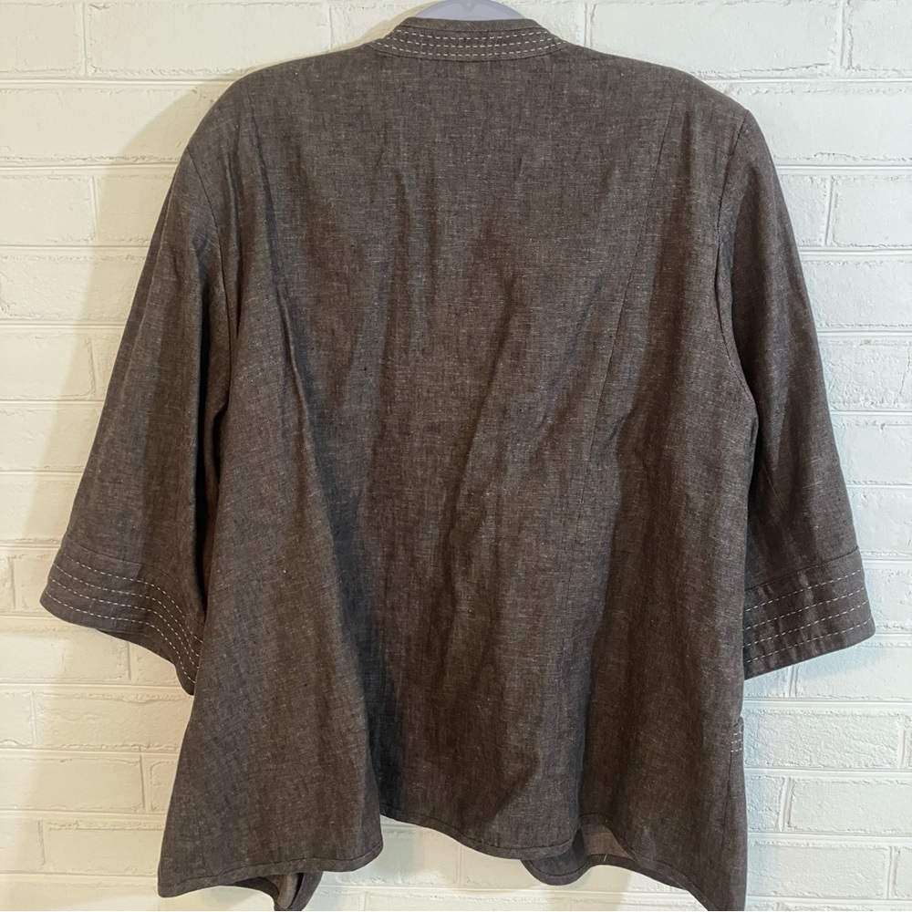 Maggie Barnes Women's Brown Linen Blend 1X 18/20W Plus Size Blazer - Picture 7 of 7
